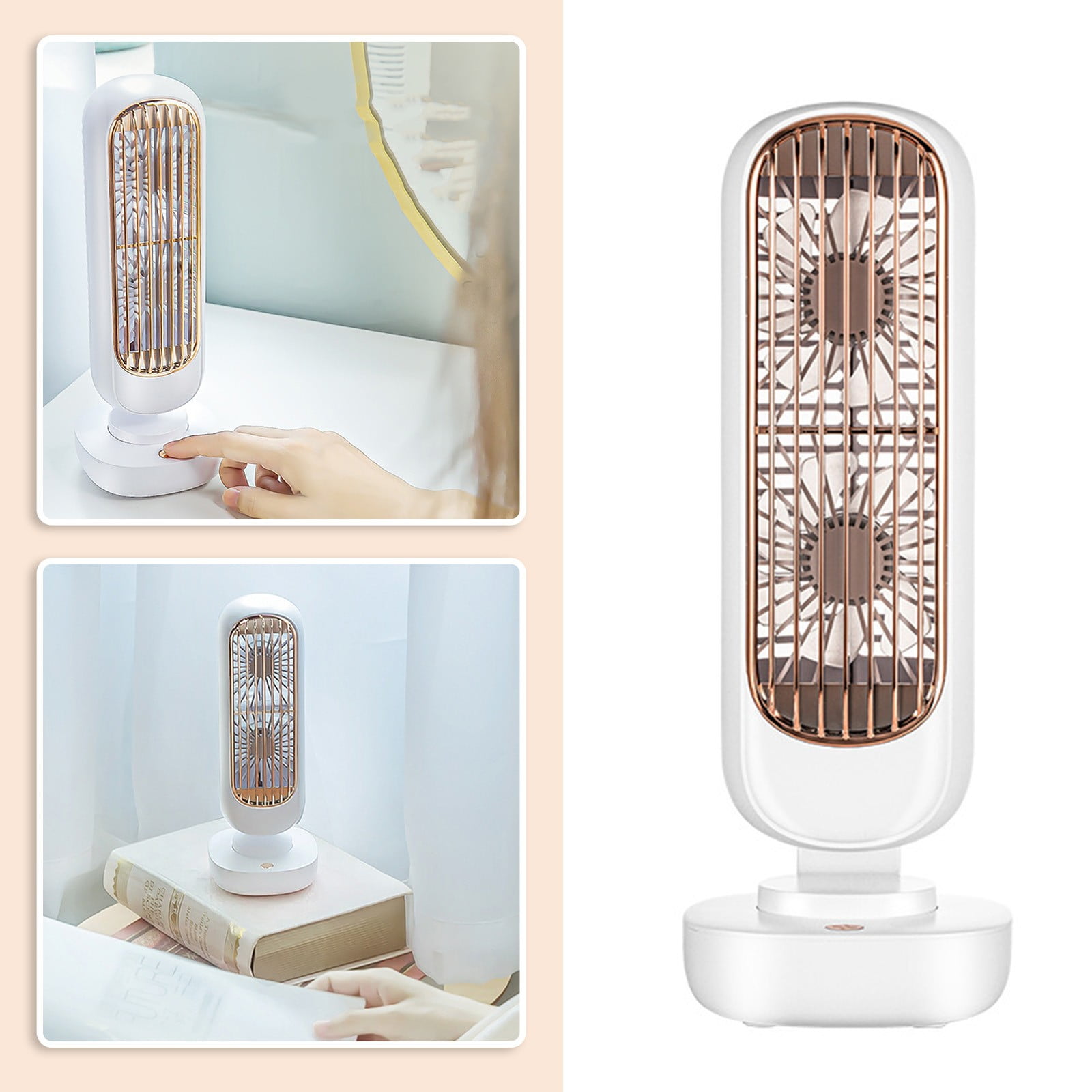 WNG New Retro Double Leaf Tower Fan Office Desktop Fan Vertical