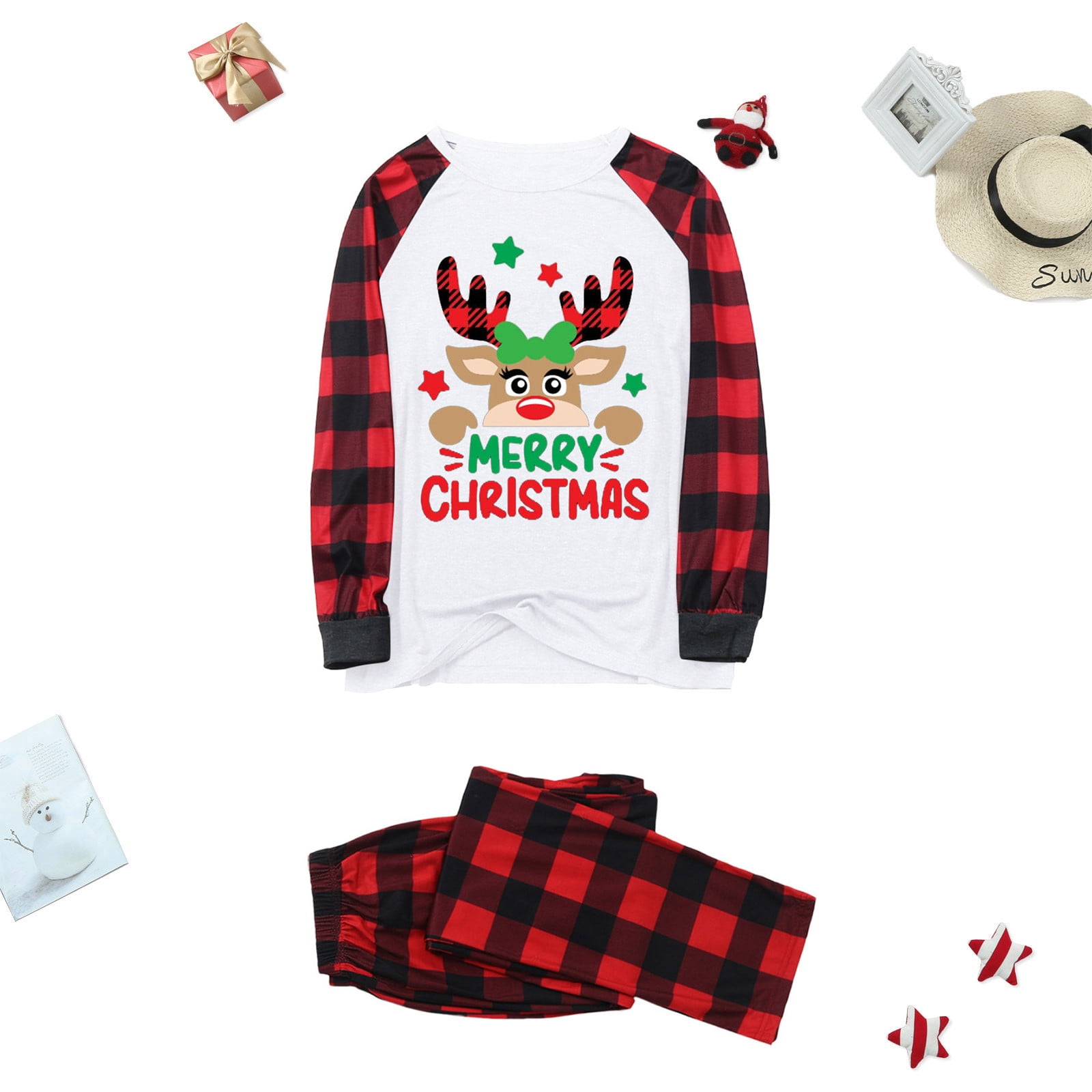 WNG Parent-Child Outfit Cute Elk Merry Christmas Print Parent-Child ...