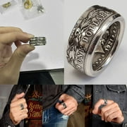 WNG Ring Classic Dollar Ring United States Emblem United for One Ring Vintage Men's Silver Dollar Multi Size Ring