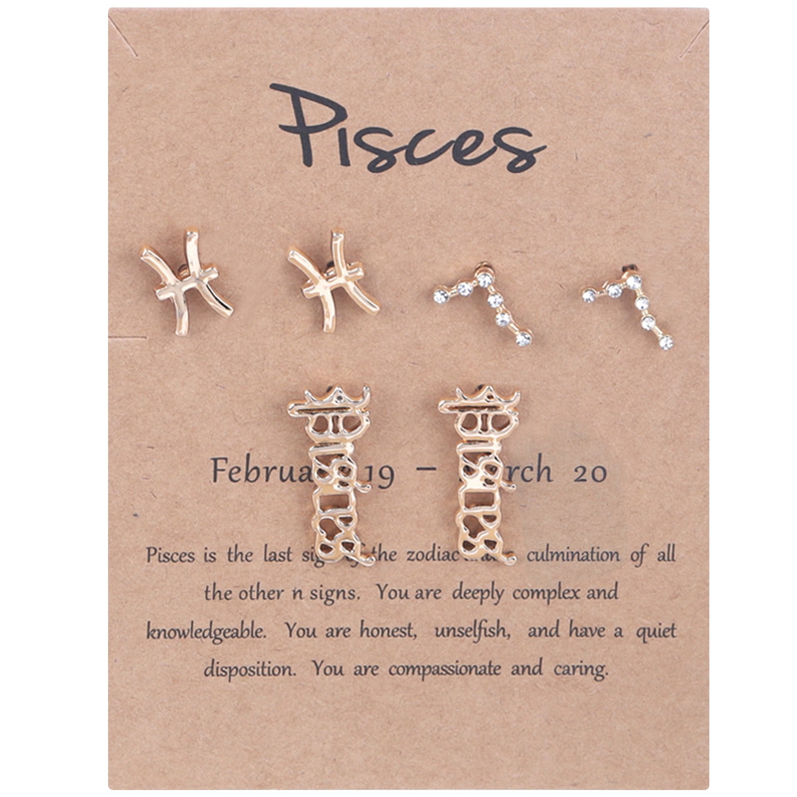 WNG Three Pairs of Constellation Zodiacs Layer Earings 12 Constellation Exquisite Letter Horoscopes Old English Zodiacs Sign Jewelry Birthday Gift