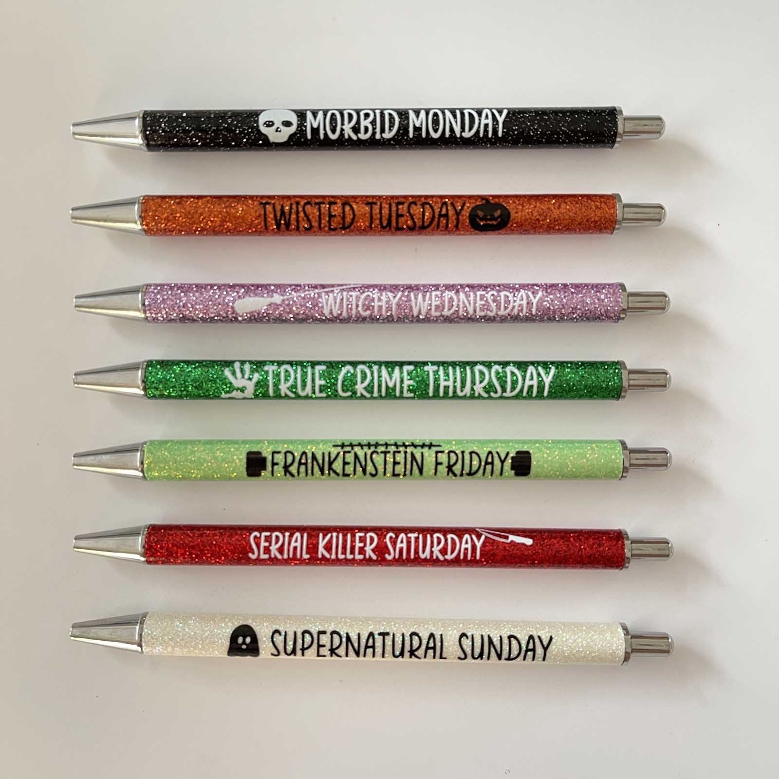 WNG Weekday Glitter Pen Set 7Pcs Funny Pens Weekday Glitter