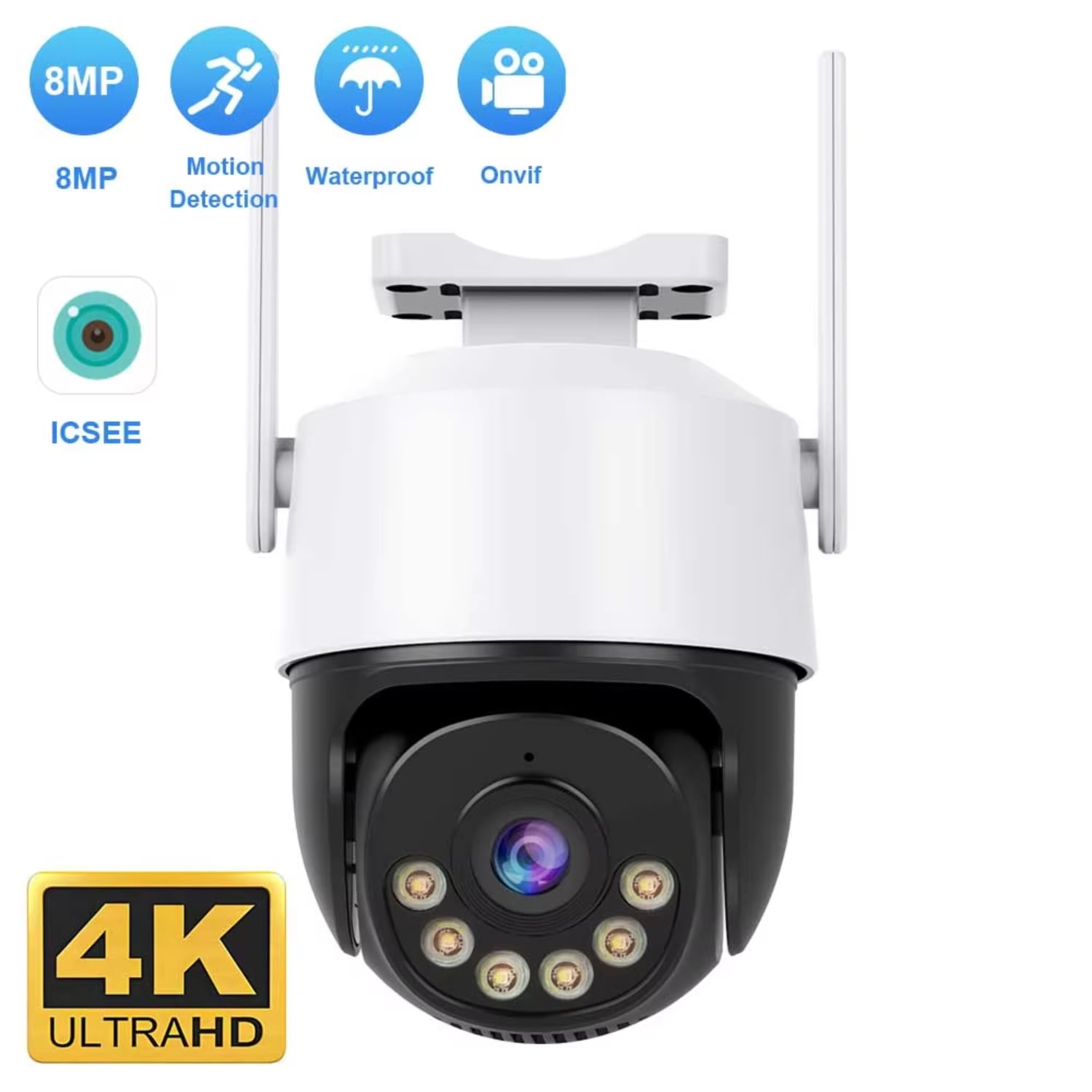 WNGNNG High Definition 8MP 4K IP Camera with Auto Tracking PTZ 5MP