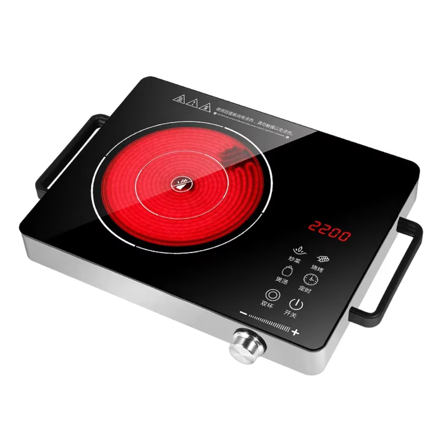 WNGNNG Waterproof Electrical Induction Cooker Hob Stove with Timer and Ceramic Heating Plate - 2200W EU Oven Hot Pot Furnace Cooktop
