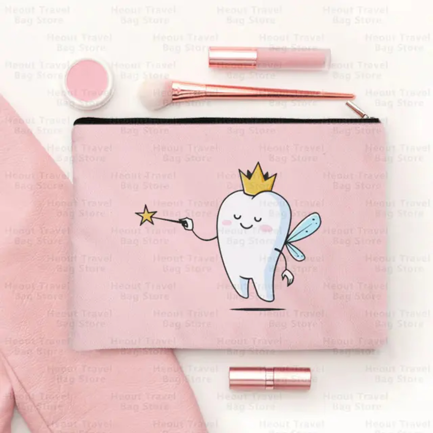 WNGSHA 2023 Tooth Cartoon Women‘s Kawaii Cosmetic Make Pouches Shool