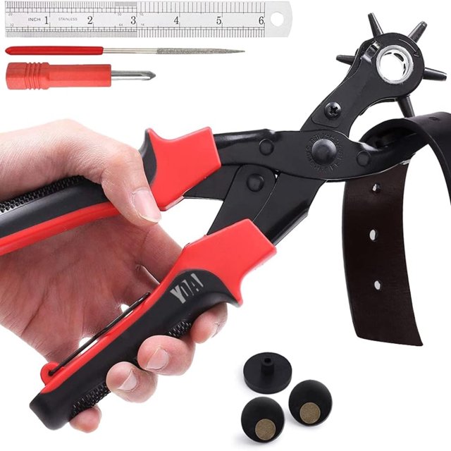 WNGSHA Updated Heavy Duty Leather Hole Punch Tool for Belt Adjustable