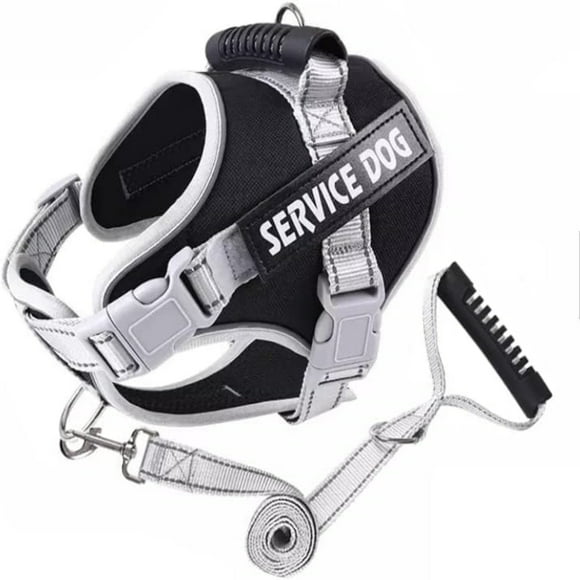 WNGZCNG Ultimate Comfort Adjustable  Small  and Stylish Black Dog Service Harness - Provides Secure Fit  Extra Support  and Convenience for Your Furry Friend. Includes Convenient Patches