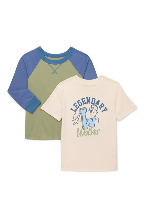 Boys Tees with Long and Short Sleeves, 2-Pack, Size 4-10