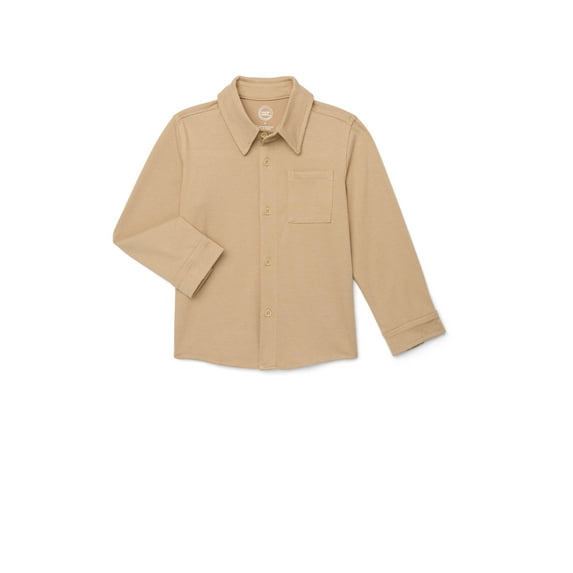 Wonder Nation Little Boys' Long Sleeve Button-down Shirt, Sizes 4-10