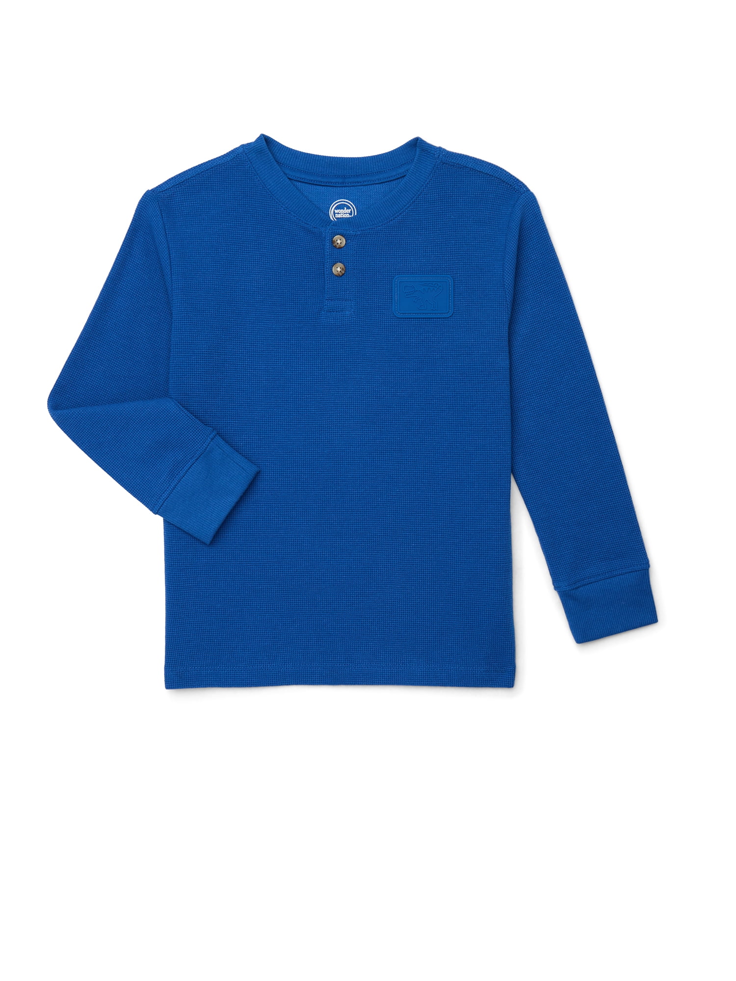 Wonder Nation Little Boy Long Sleeve Waffle Henley Tee, Sizes 4-10