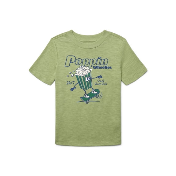 Wonder Nation Little Boys Popcorn Graphic Tee with Short Sleeves, Sizes 4-10