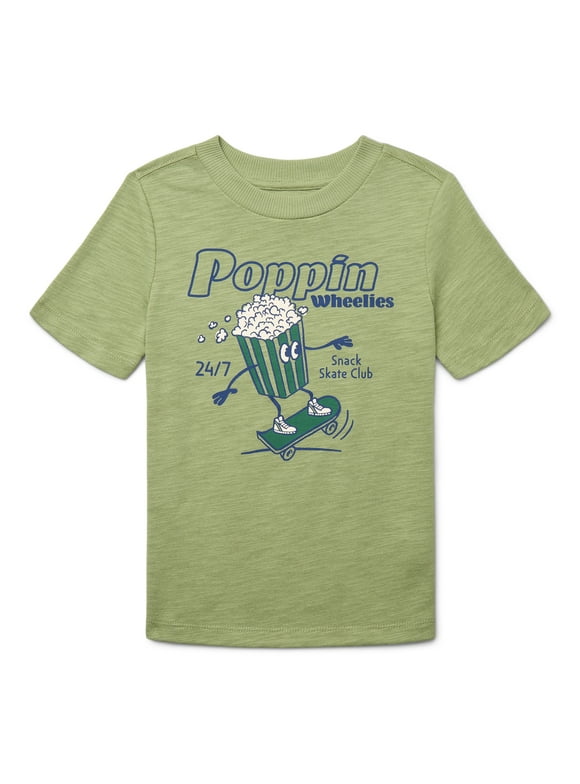 Little Boys Popcorn Graphic Tee with Short Sleeves, Sizes 4-10