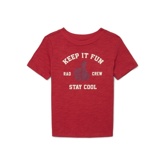 Wonder Nation Little Boys Keep It Fun Graphic Tee with Short Sleeves, Sizes 4-10