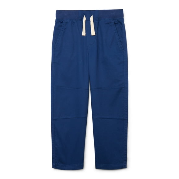 Wonder Nation Little Boys Stretch Twill Pull On Pants with Reinforced Knees, Sizes 4-10