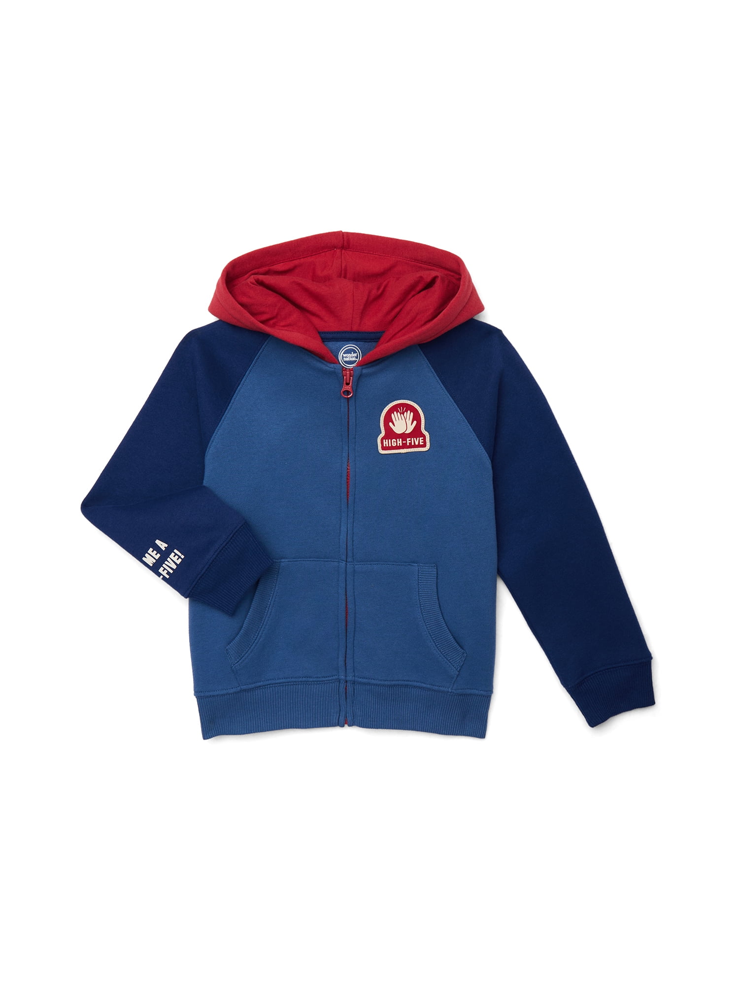 Wonder Nation Little Boy Long Sleeve Zip Up Hoodie, Sizes 4-10