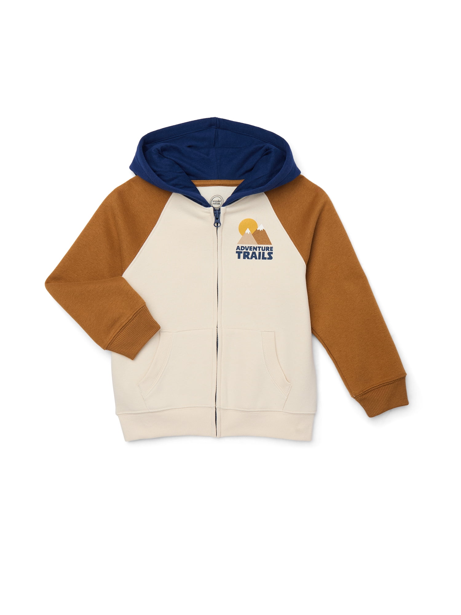 Wonder Nation Little Boy Long Sleeve Zip Up Hoodie, Sizes 4-10