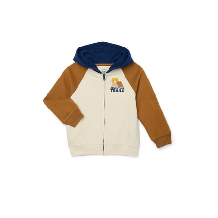 Wonder Nation Little Boy Long Sleeve Zip Up Hoodie, Sizes 4-10