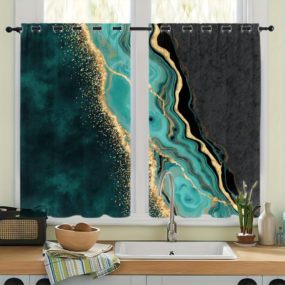 WNOOHIY Abstract Geode Pattern Grommet Blackout Curtains, Thermal Insulated Noise‑Reducing Room Darkening Curtain Drapes for Bedroom Living Room, 2Pcs