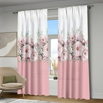 WNOOHIY Aesthetic Pink Peony Floral Bouquet Light-Filtering Curtains,39.5" × 87", Set of 2 Panels