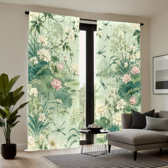 WNOOHIY Botanical Garden Water Lily Dragonfly Pattern Light-filtering ...