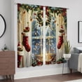 thumbnail image 1 of WNOOHIY Christmas Wreath Stocking Gift Pattern Decorative Curtains for Living Room Bedroom, Set of 2 Panels, 1 of 8