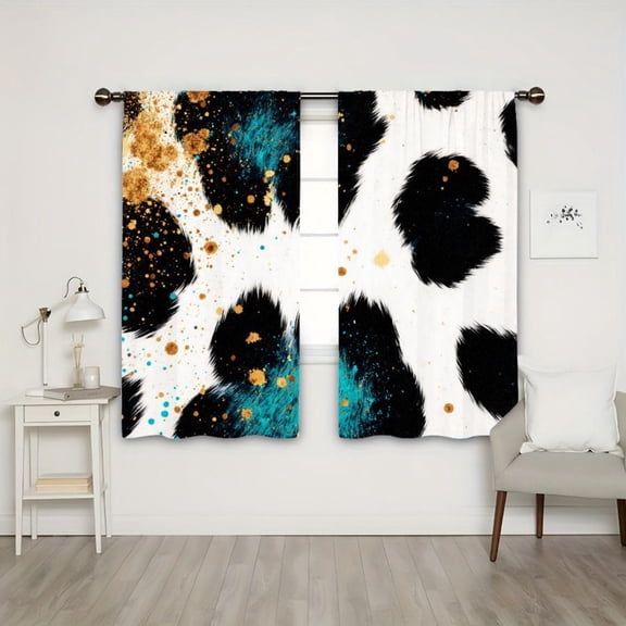 WNOOHIY Cow Print Light Filtering Decorative Curtain Panels for Teens Bedroom Living Room