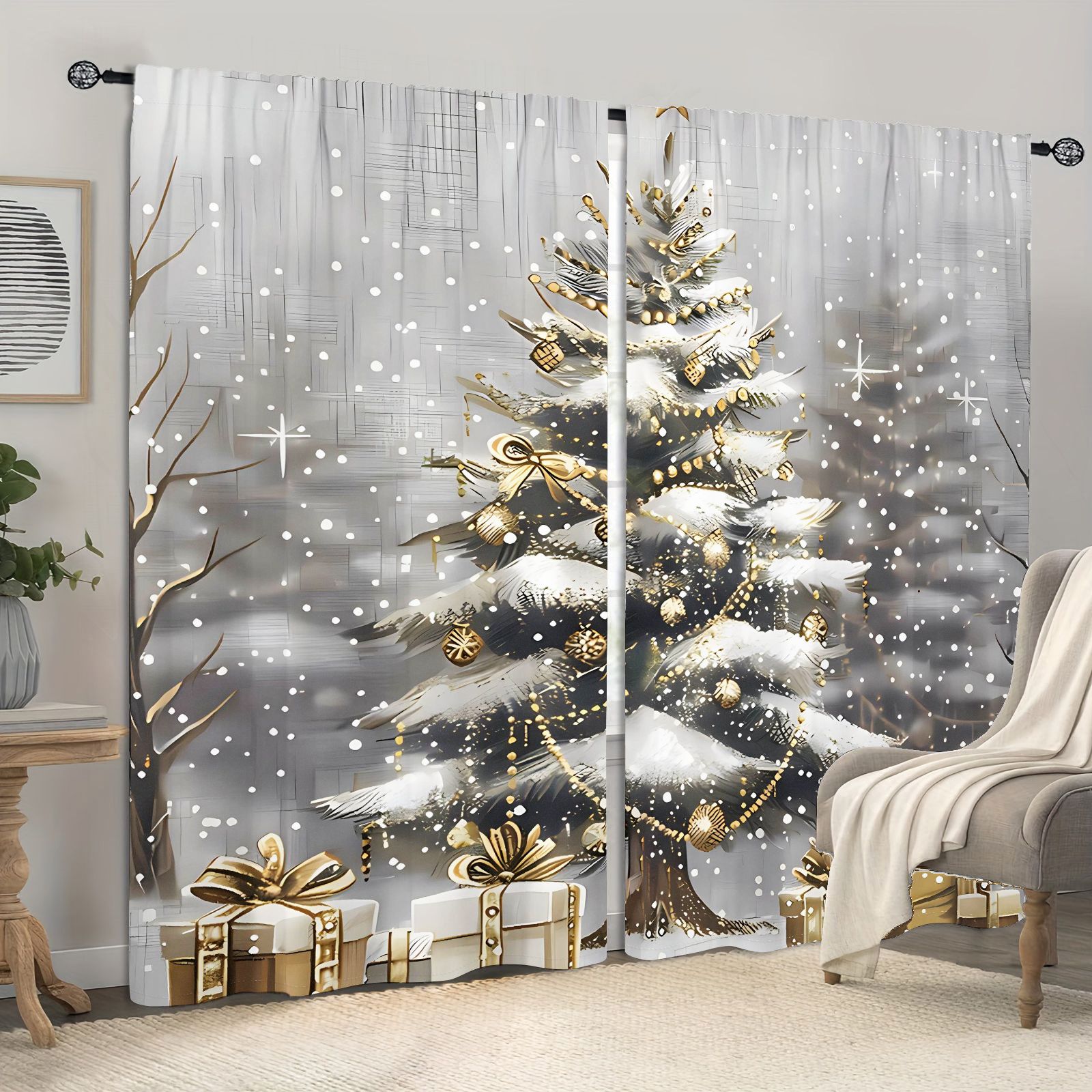 Whimsical Christmas Tree Quilted Curtains NCU0HNH585