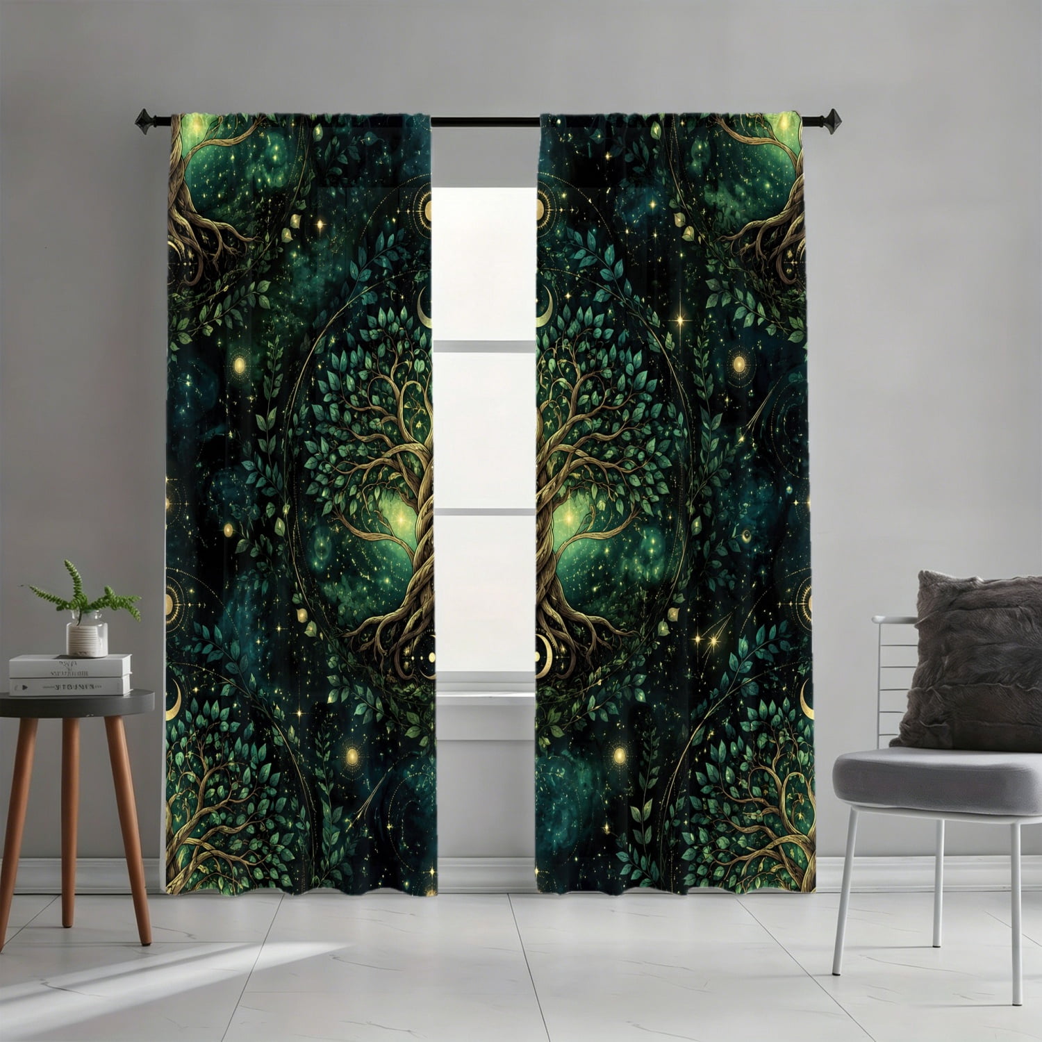 WNOOHIY Mystical Tree of Life with Moon and Stars Pattern Light ...