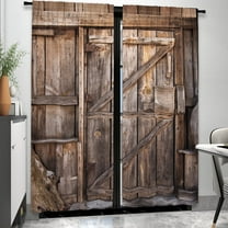 WNOOHIY Rustic Retro Wooden Grain Print Rod Pocket Curtains For Living Room, Bedroom, Set of 2 Panels