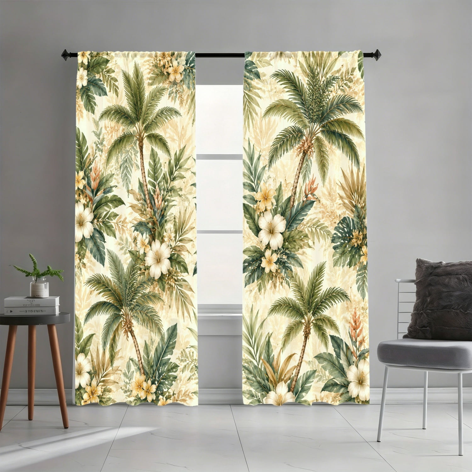 WNOOHIY Tropical Palm Tree Floral Pattern Light-filtering Window ...