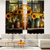 WNOOHIY Vintage Jar Sunflower Botanical Pattern Light-filtering Curtains for Living Room Bedroom Home Decoration, Set of 2 Panels