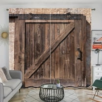 WNOOHIY Vintage Rustic Wooden Door Pattern Window Curtains for Bedroom and Living Room, Set of 2 Panels