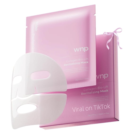 WNP 6D Bionic Collagen Overnight Face Mask for Hydrating, Firming & Brightening, 4 Pack, 3.94 oz