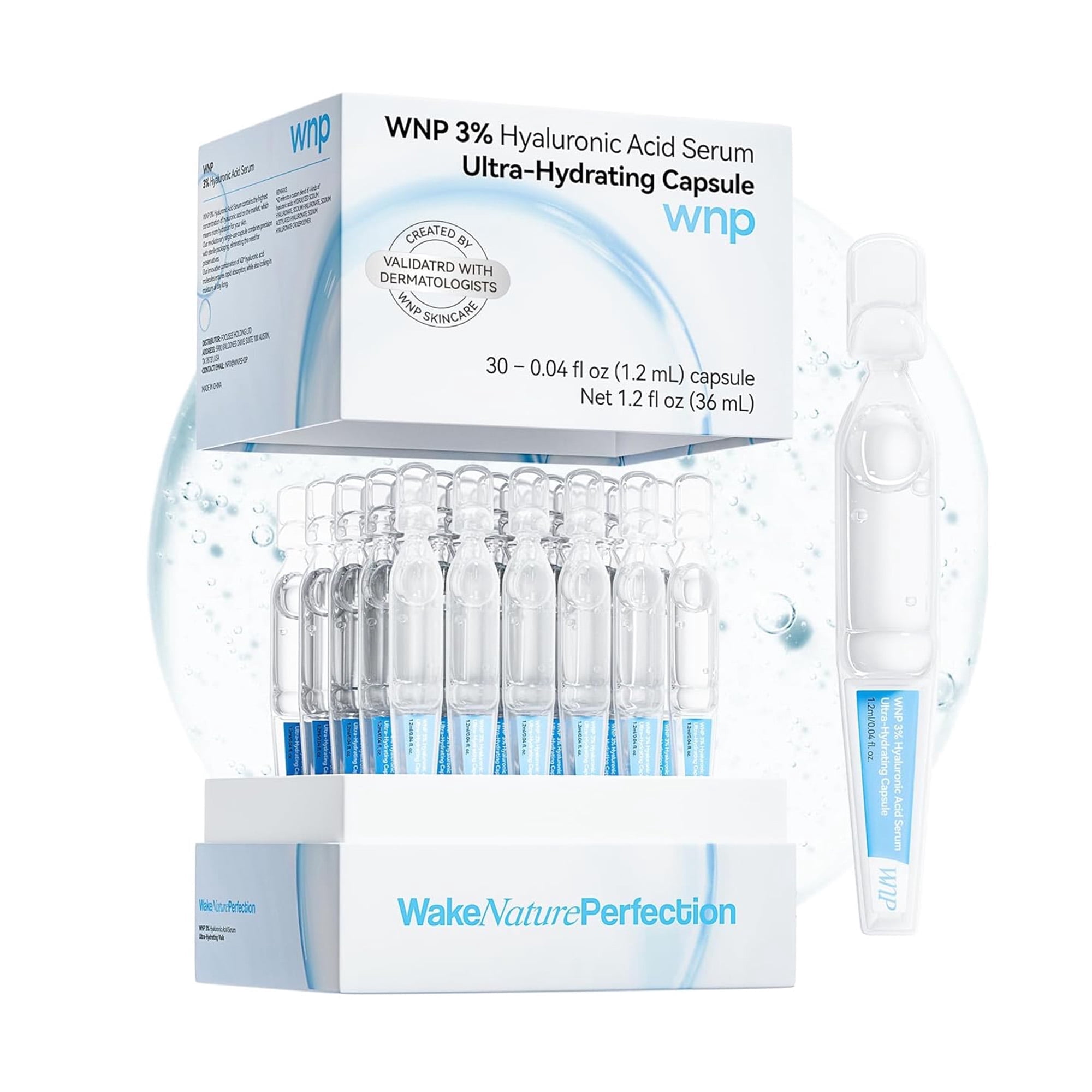 WNP Hydrating Serum 3% Hyaluronic Acid for Skin Repair Anti-Aging Sensitive Skin 1.2ml x 30
