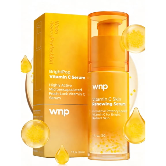 WNP Vitamin C Brightening Serum with Hyaluronic Acid & Vitamin E, Dermatologist Tested Anti-Aging Treatment, 30ml