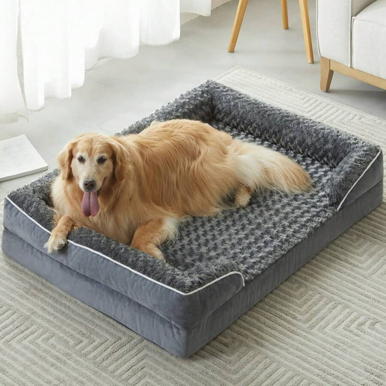 Orthopedic Dog Bed For Small To Extra Large Dogs - 46x30" Plush Support Mat With Removable Washable Cover