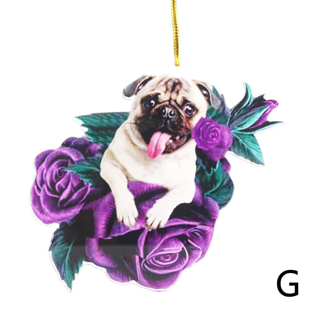 WNPXQNT 1pc Cute 2D Purple Garland Dog Hanging Ornament Cartoon Bag Accessories  Pendant Keychain Car Mirror Car Pendant Rear D4t7 View T0H8 