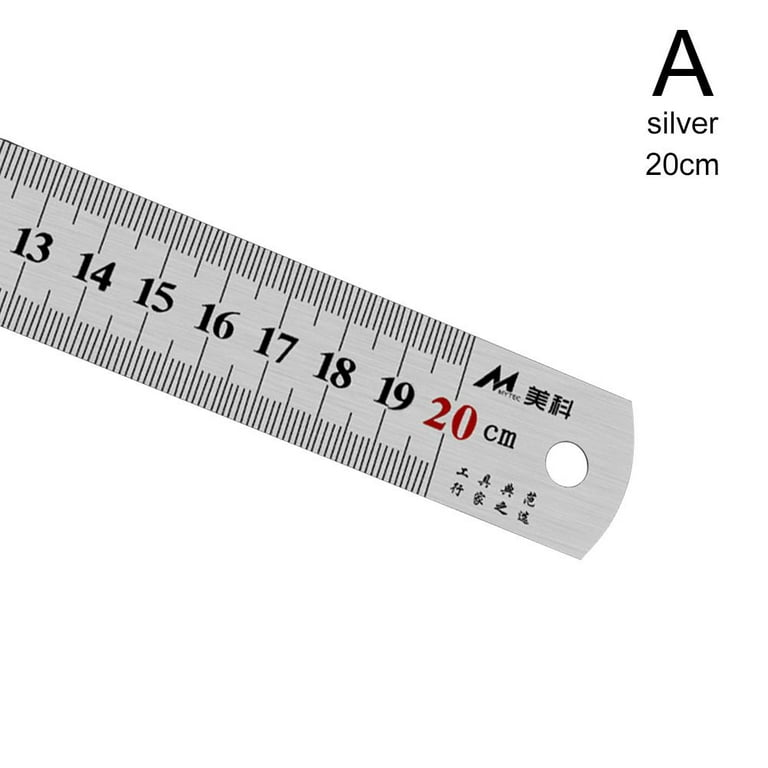 Wnpxqnt 20/30/50cm Steel Double Side Straight Ruler Centimeter Inches Scale Precision Ruler School Tool Measuring Stationery E3h1, Silver