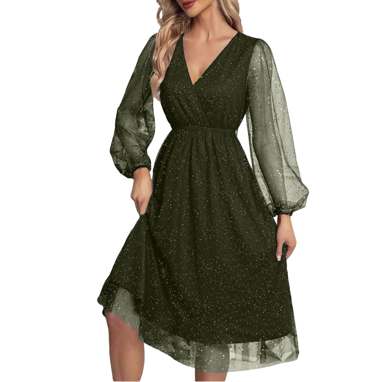 Glittering Long Sleeves Sequin Party Midi Dress main image 1
