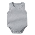 thumbnail image 1 of WNVMWI Baby Boy Romper Newborns Sleeveless Tank Bodysuit Infant Crew Neck Crotch Snap Onesie Summer Outfit 18-24 Months Grey, 1 of 2