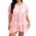 thumbnail image 1 of WNVMWI Bathing Suit Coverup Pink Bathing Suit Cover up for Women Plus Size Summer Dresses Mid Length Sleeve Pullover Plus Size Women Dress for Swimsuit Coverup for Women XXXL, 1 of 6