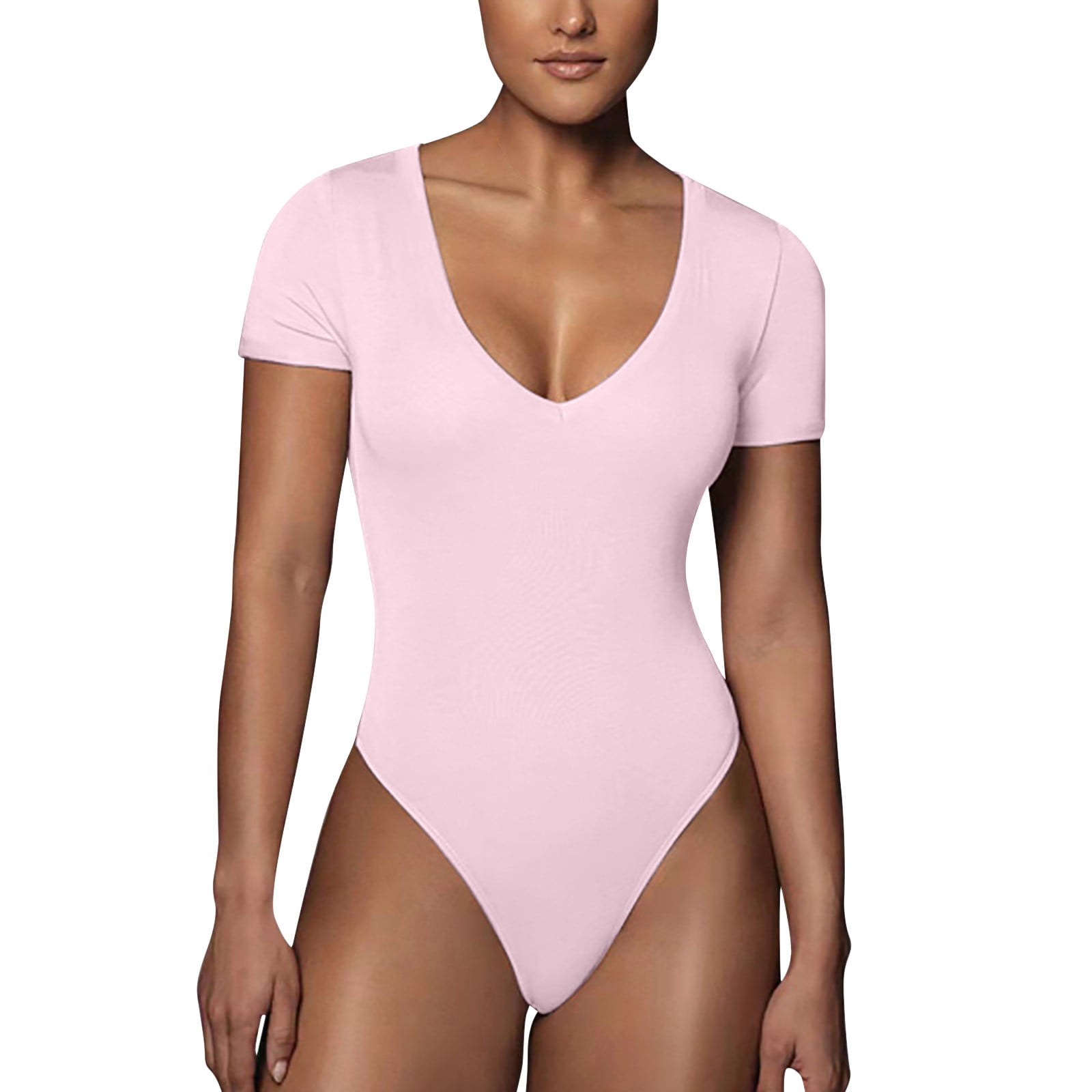 WNVMWI Bodysuits for Women Short Sleeve V Neck Bodysuit WNVMWI Bodysuits for Women Short Sleeve V Neck Bodysuit