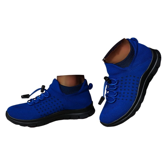 WNVMWI Children Knit Slip On Sneakers Toddler Girls Soft Soled Running Shoes Toddlers Mesh Hiking Sneaker Blue Sizs 3