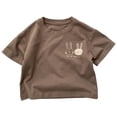 thumbnail image 1 of WNVMWI Childrens Short Sleeve Tshirt Toddler Boys Summer Crew Neck Basic Tees Kids Cotton Loose Fit Cute Tops 18-24 Months Coffee, 1 of 3