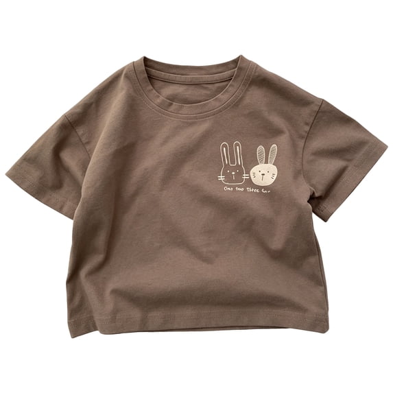 WNVMWI Childrens Short Sleeve Tshirt Toddler Boys Summer Crew Neck Basic Tees Kids Cotton Loose Fit Cute Tops 18-24 Months Coffee