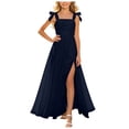 thumbnail image 1 of WNVMWI Childrens Square Neck Maxi Dress Big Girls Ruffled Flowy Dresses Teens Sleeveless Stylish formal Gown 5-6 Years Blue, 1 of 4
