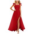 thumbnail image 1 of WNVMWI Childrens Square Neck Maxi Dress Big Girls Ruffled Flowy Dresses Teens Sleeveless Stylish formal Gown 9-10 Years Red, 1 of 4