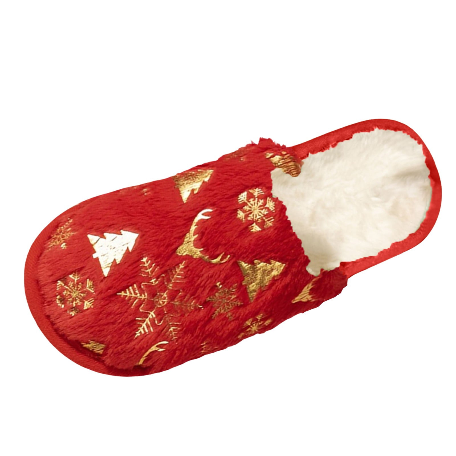 Christmas Tree Pattern Furry Bedroom Slippers main image 1