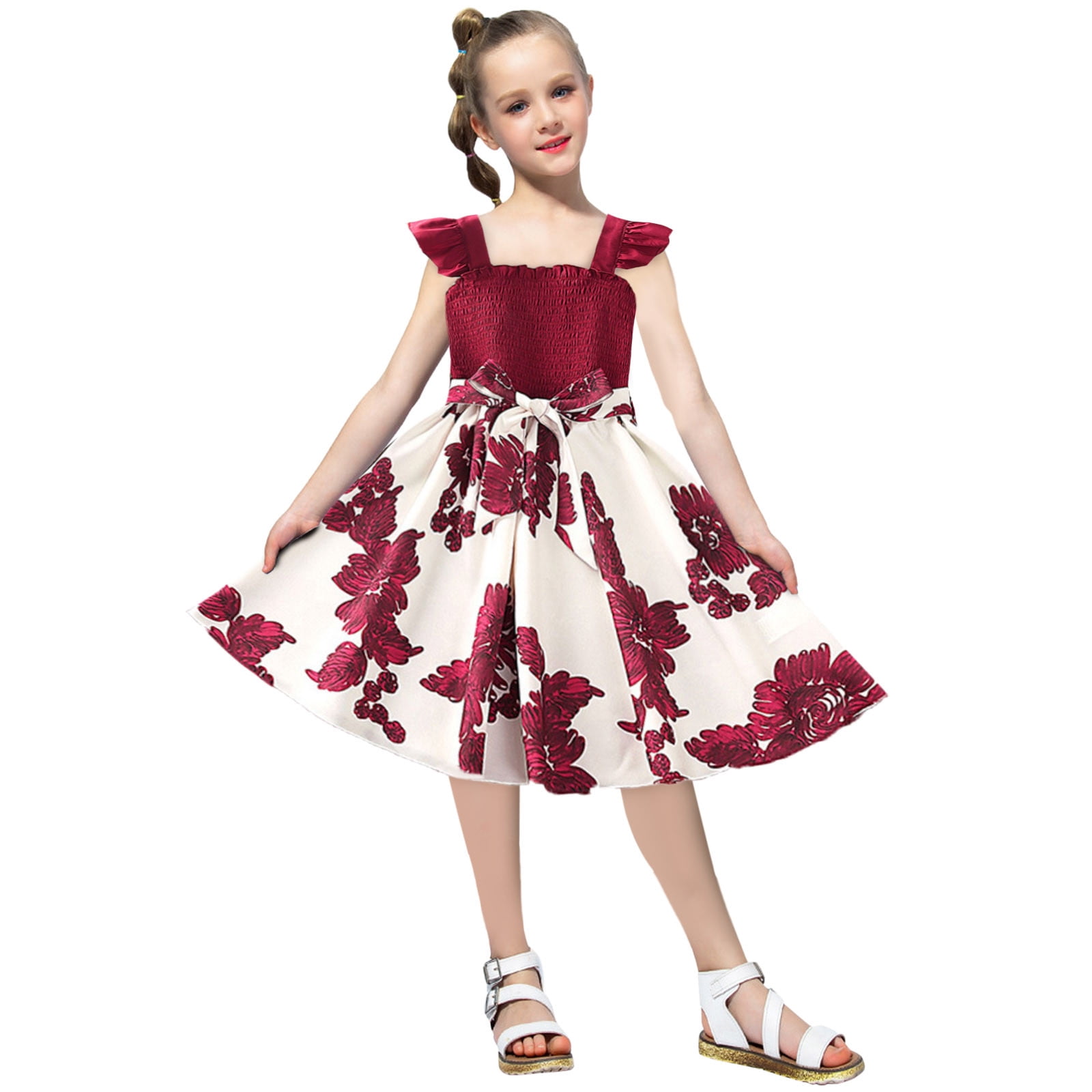 Girl's Sleeveless Dress Red CC CCG2402275