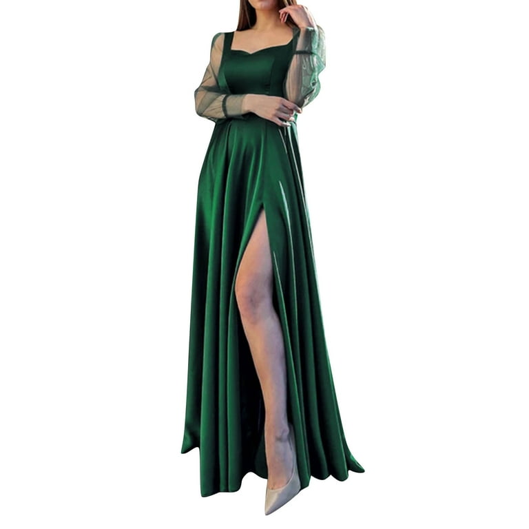 Long Sleeved Solid Color Evening Dress Long Sleeved Solid Color Evening Dress