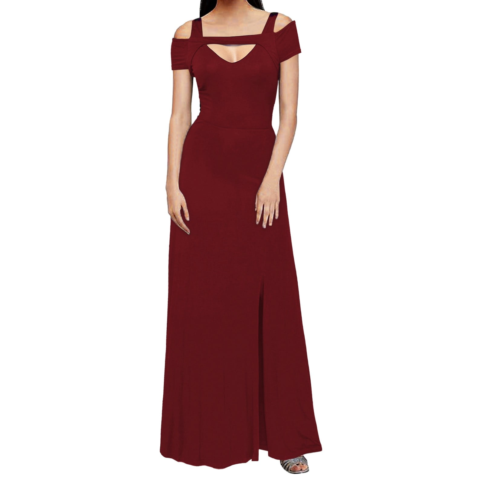 one shoulder pleated asymmetrical dress Asymmetrical One Shoulder Pleated Neckline Sheath Maxi Dress main image 0